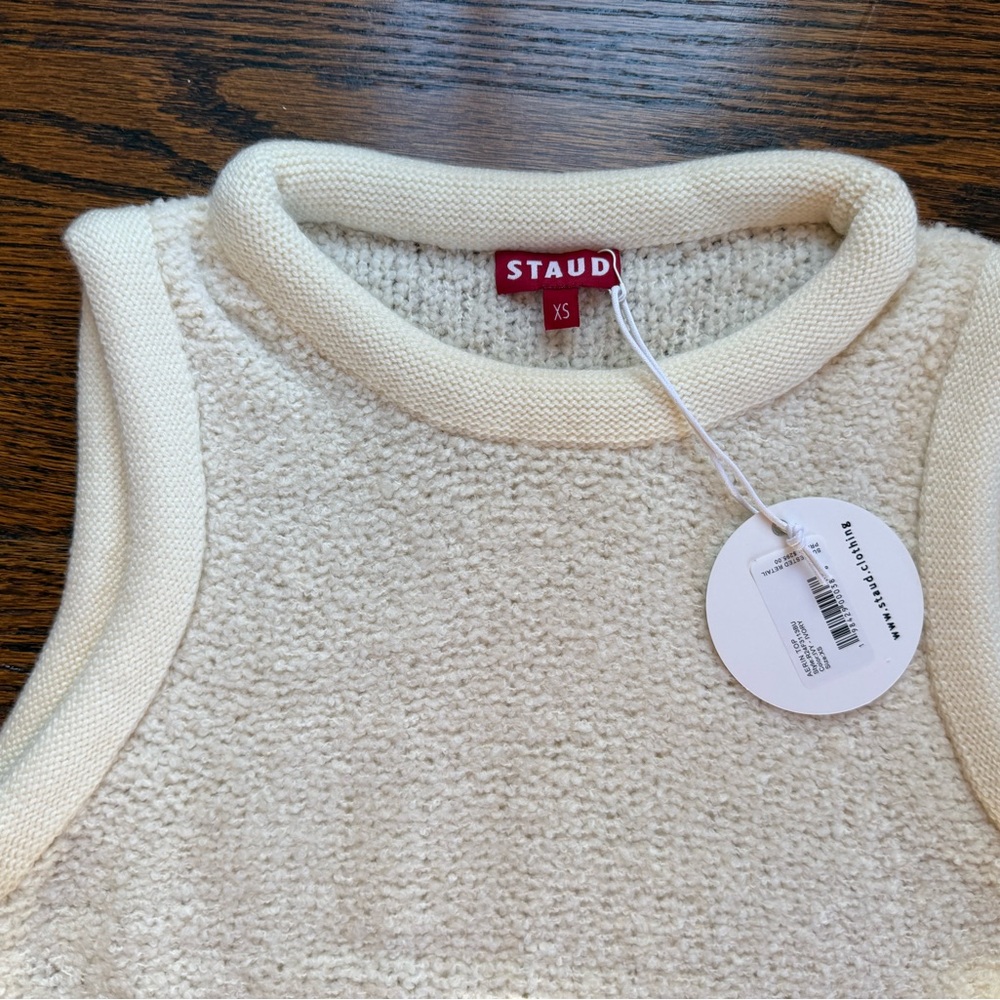 STAUD Ivory Textured Knit Top